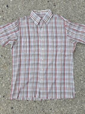 Vintage Towncraft Plaid Short Sleeve Button Up Shirt Men's Medium